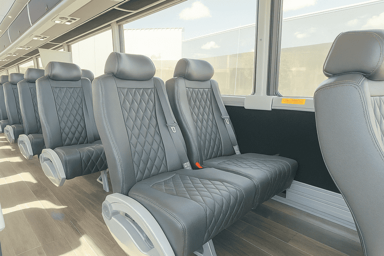 interior of Carrollton Minibus Company charter bus