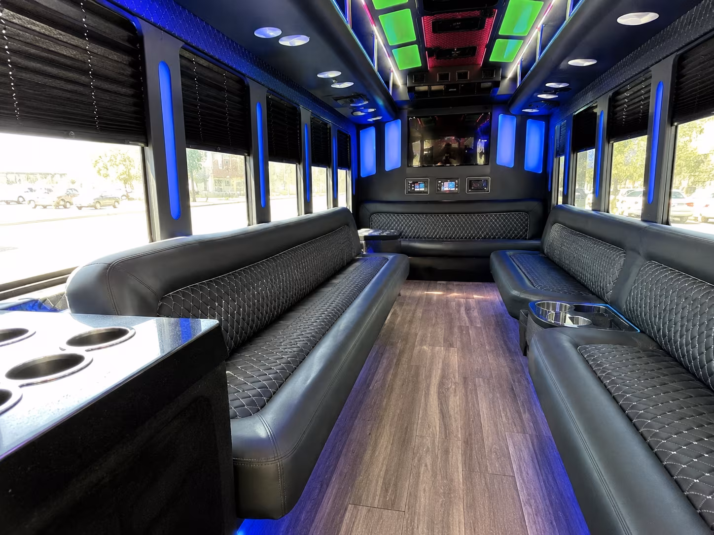 carrollton 15 passenger party bus inside