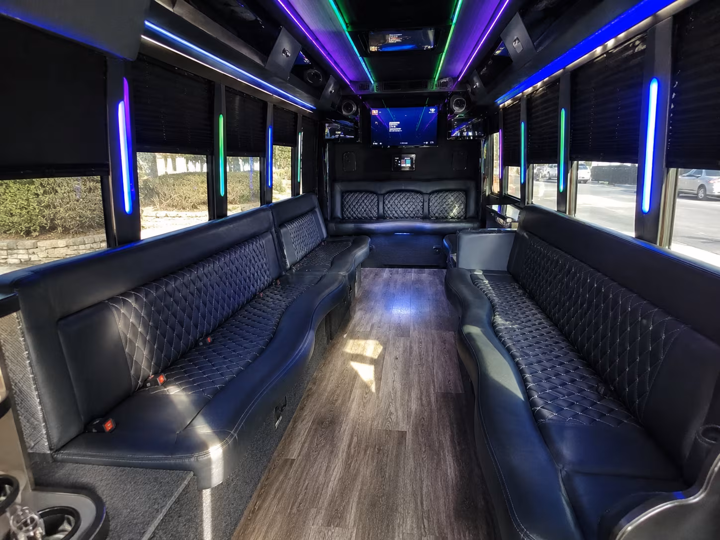 carrollton 15 passenger party bus interior