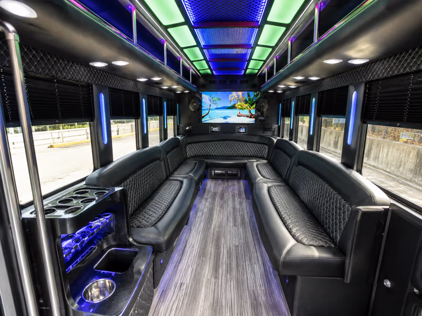 carrollton 18 passenger party bus inside