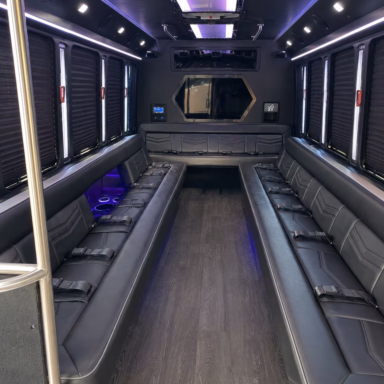 carrollton 18 passenger party bus interior