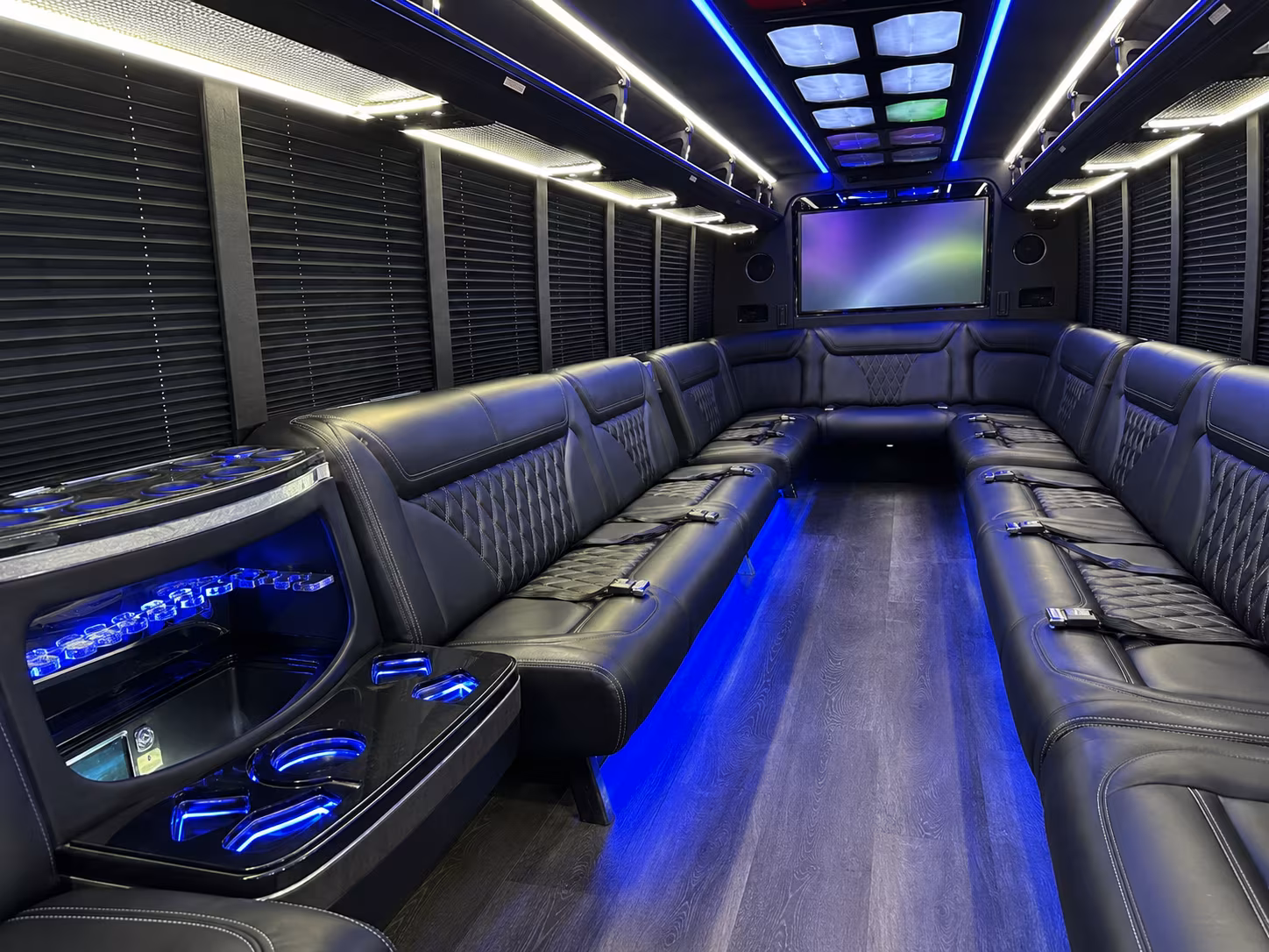carrollton 20 passenger party bus inside