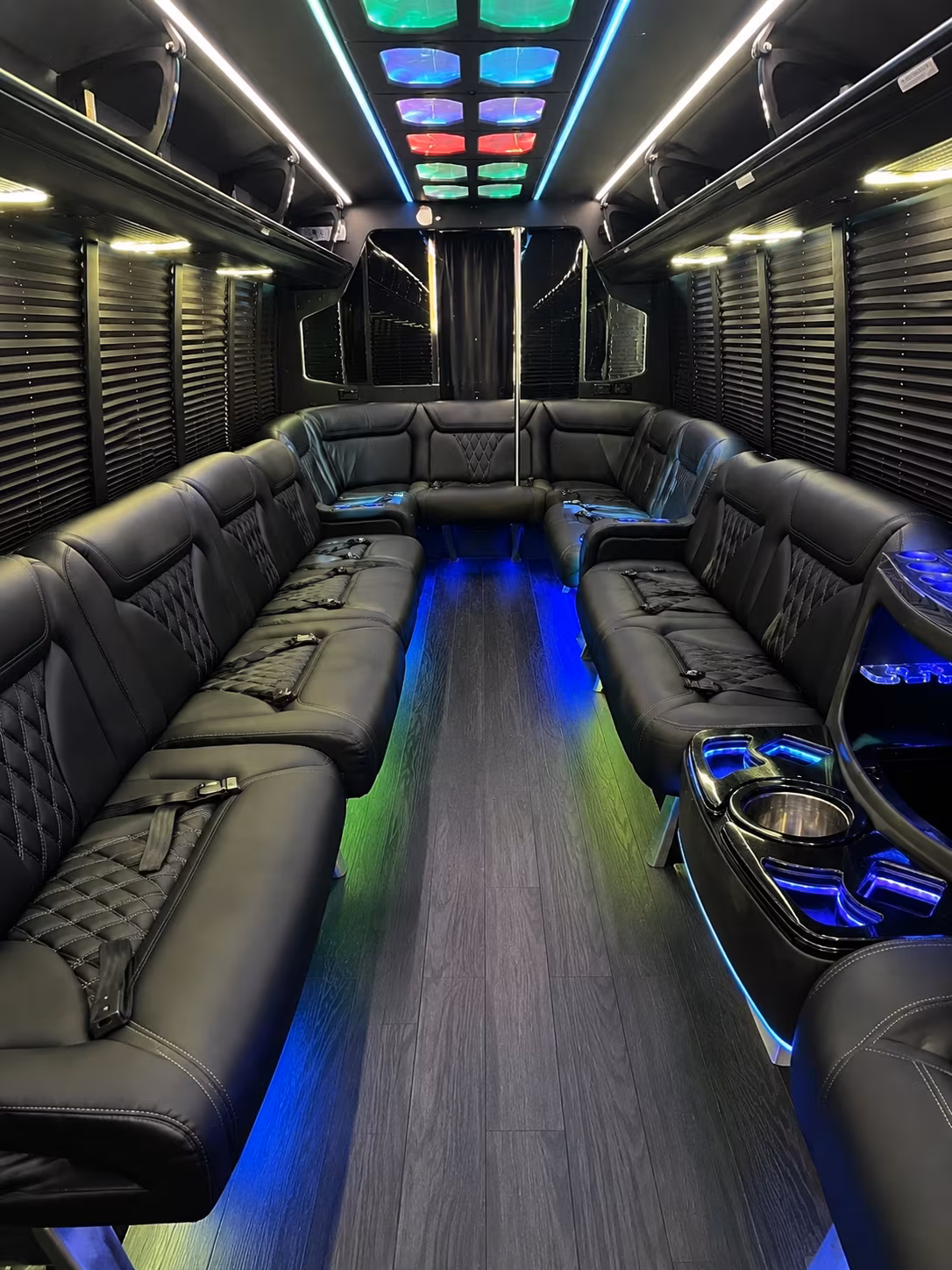 carrollton 20 passenger party bus interior