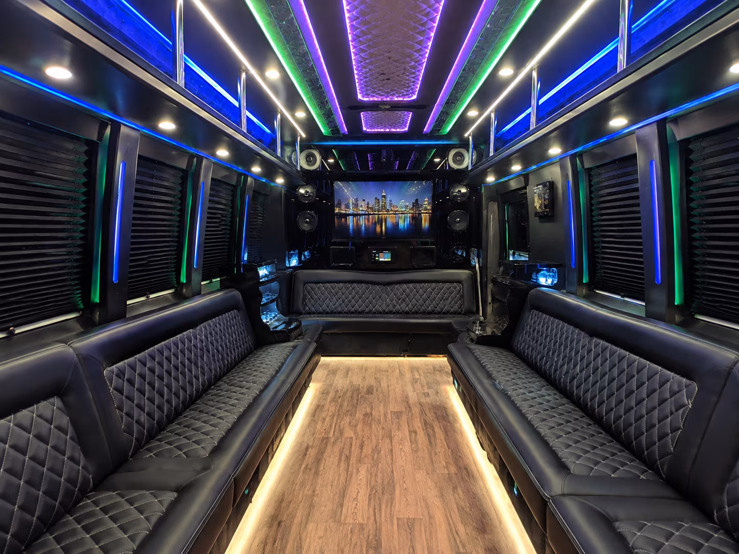 carrollton 25 passenger party bus interior