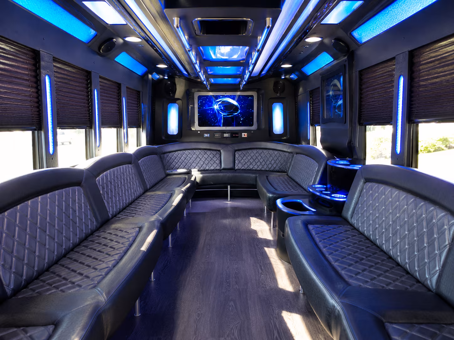 carrollton 28 passenger party bus inside