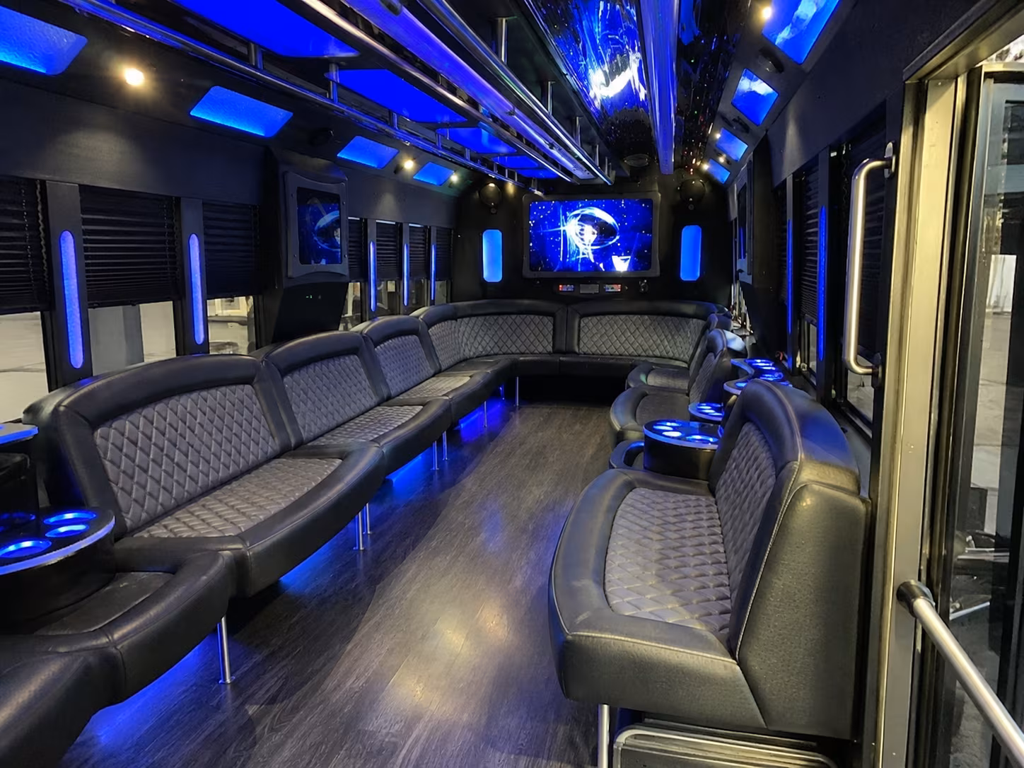 carrollton 28 passenger party bus interior