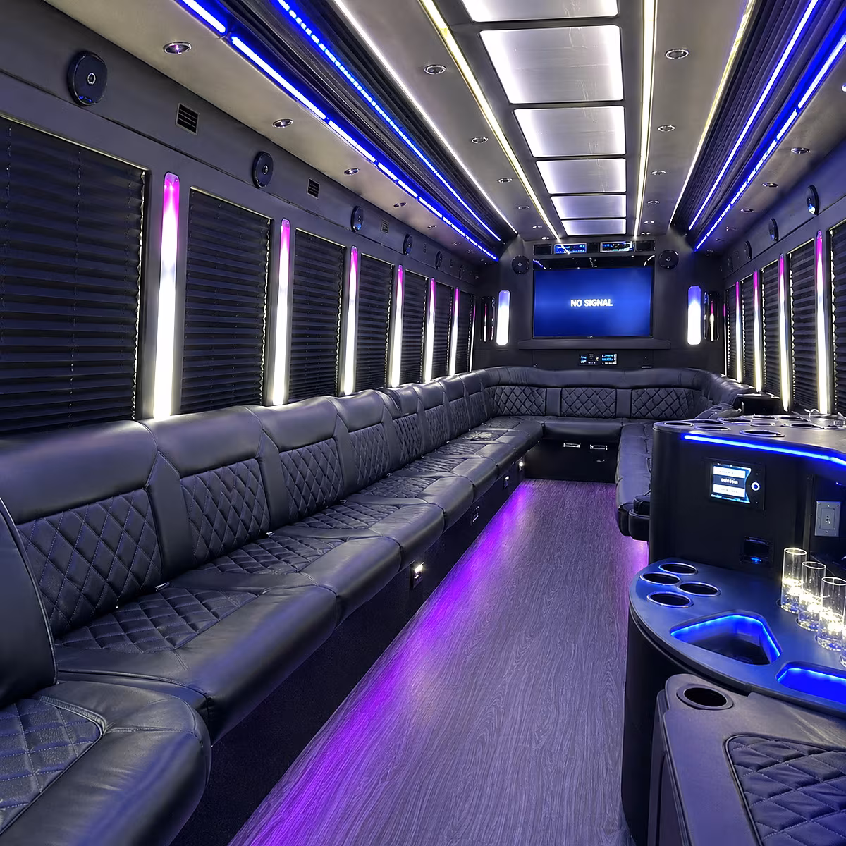 carrollton 30 passenger party bus inside