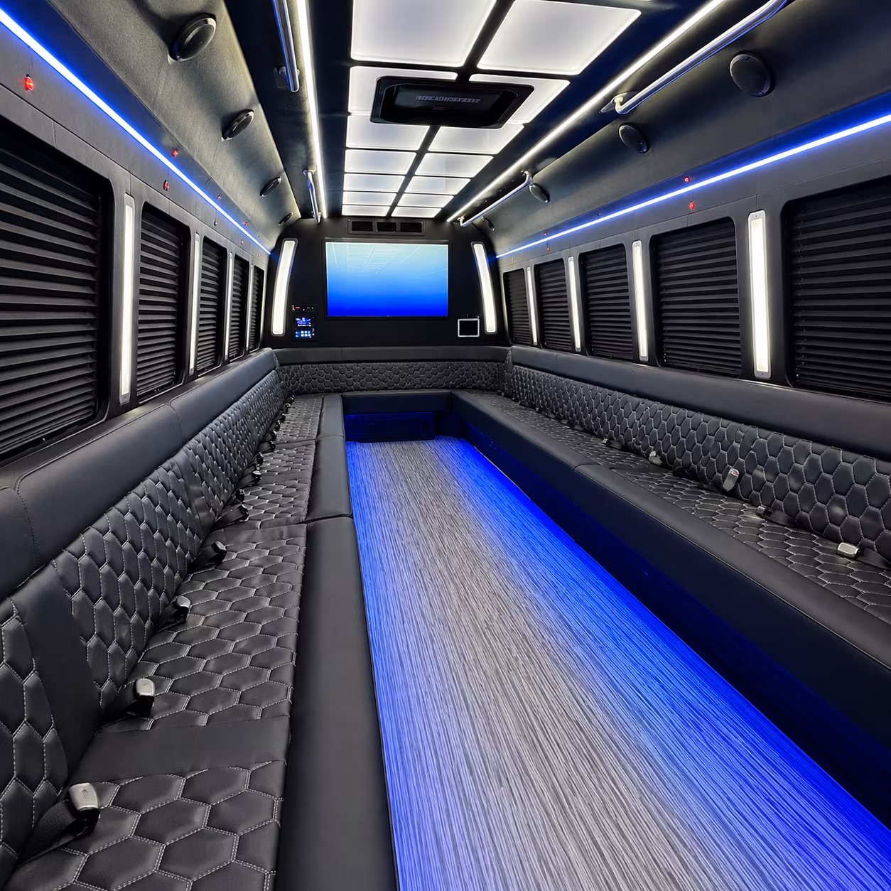 carrollton 50 passenger party bus inside